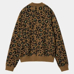 Strick>Carhartt WIP L/S Arlo Polo Camo Leo Jacquard, Tamarind / Black