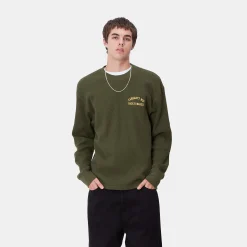 T-Shirts & Polos>Carhartt WIP L/S Basics Script T-Shirt Office Green / Winter Spice