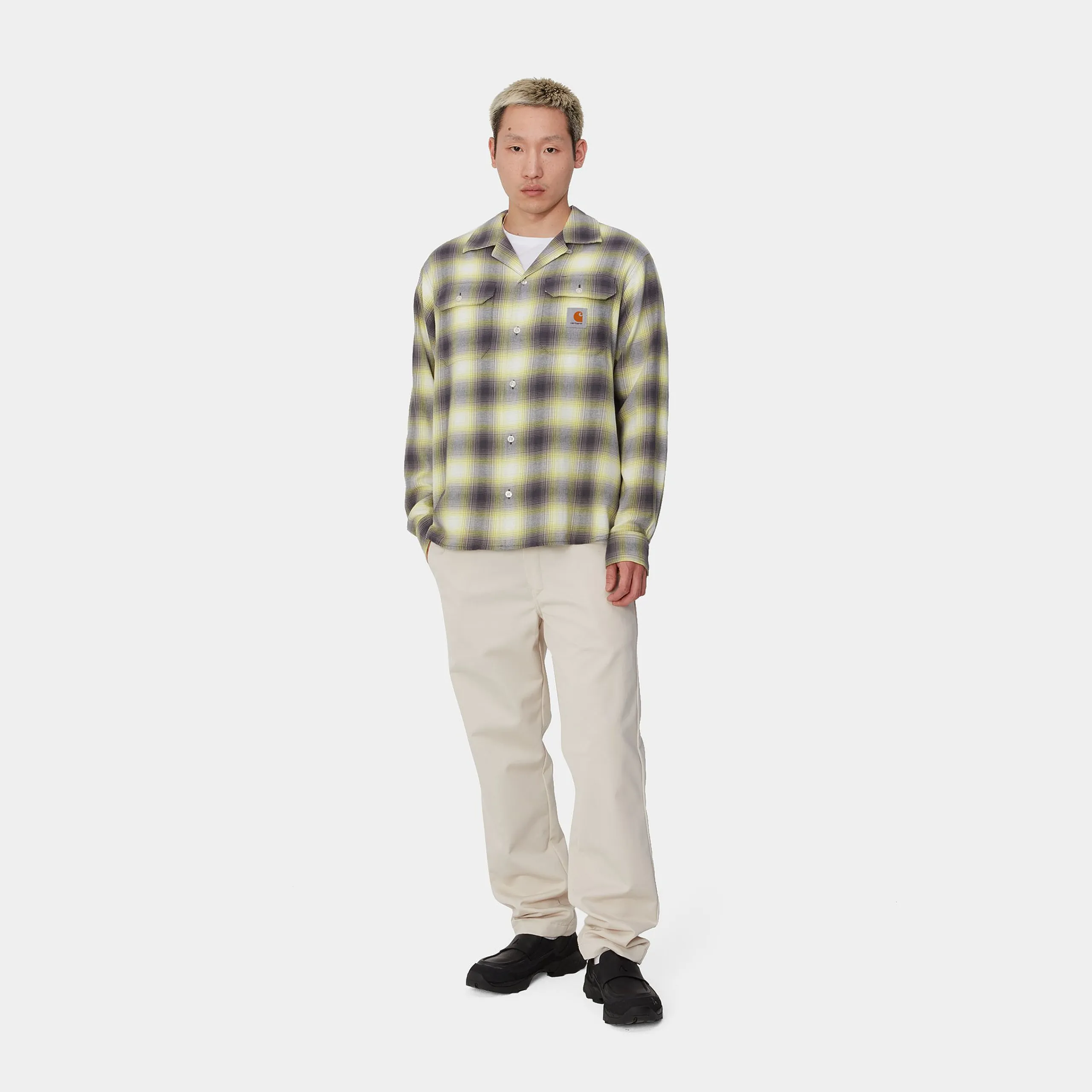 Hemden>Carhartt WIP L/S Blanchard Shirt Blanchard Check, Arctic Lime
