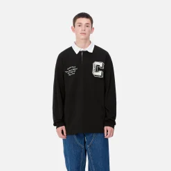T-Shirts & Polos>Carhartt WIP L/S Brown Ducks Rugby Shirt Black / White