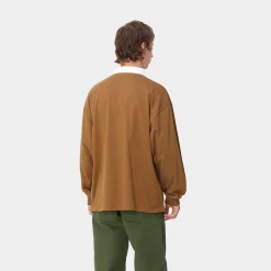 T-Shirts & Polos>Carhartt WIP L/S Brown Ducks Rugby Shirt Hamilton Brown / White