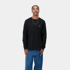 T-Shirts & Polos>Carhartt WIP L/S Chase T-Shirt Black / Gold
