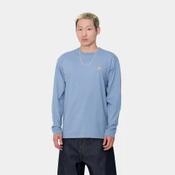 T-Shirts & Polos>Carhartt WIP L/S Chase T-Shirt Charm Blue / Gold