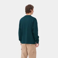 T-Shirts & Polos>Carhartt WIP L/S Chase T-Shirt Duck Blue / Gold