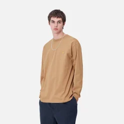 T-Shirts & Polos>Carhartt WIP L/S Chase T-Shirt Peanut / Gold