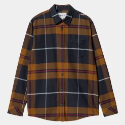 Hemden>Carhartt WIP L/S Garnett Shirt Garnett Check, Deep H Brown / Deep H Brown