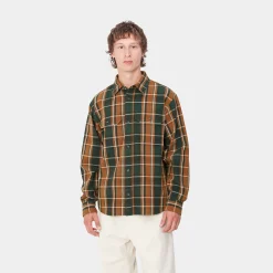 Hemden>Carhartt WIP L/S Hobart Shirt Hobart Check, Sycamore Tree