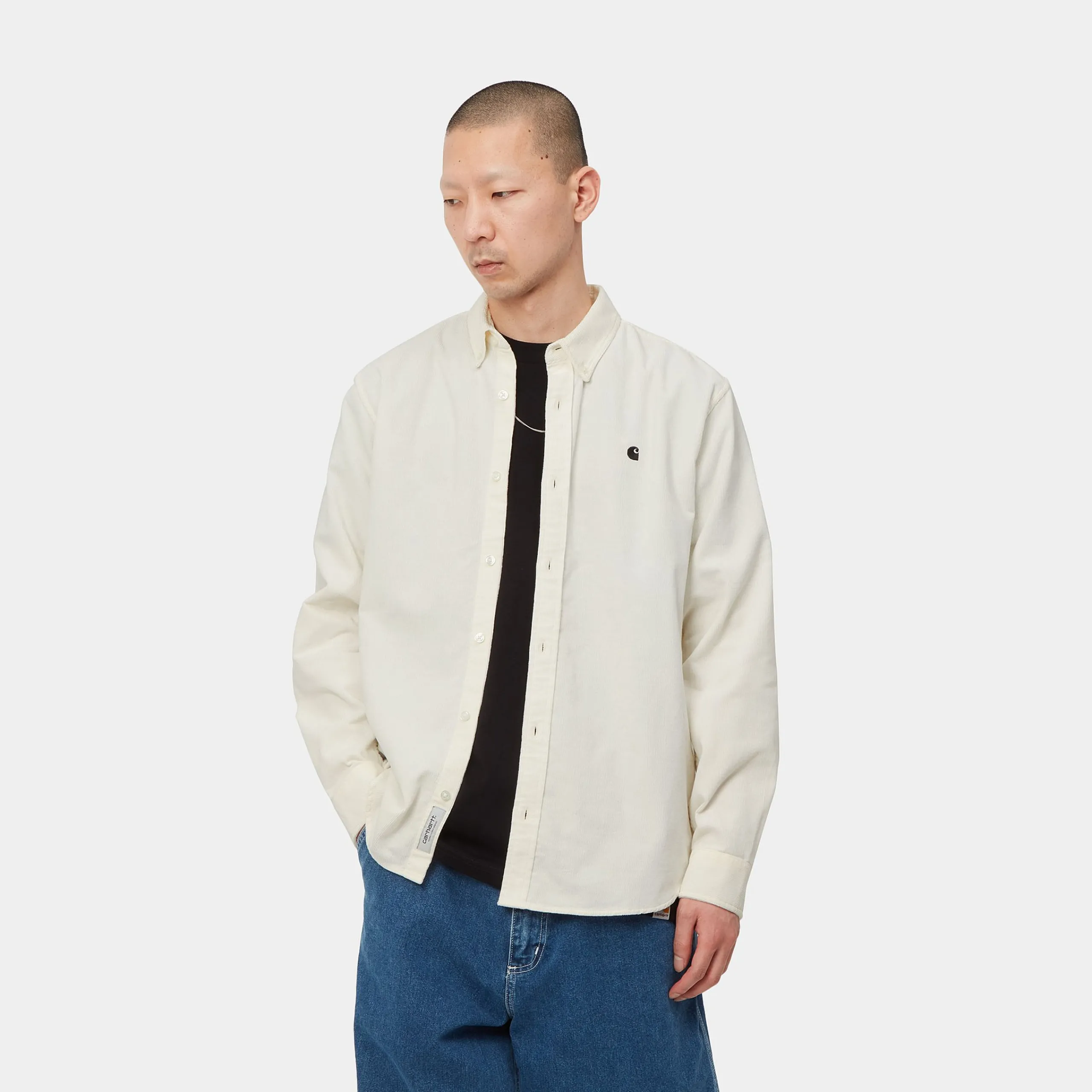 Hemden>Carhartt WIP L/S Madison Fine Cord Shirt Wax / Black