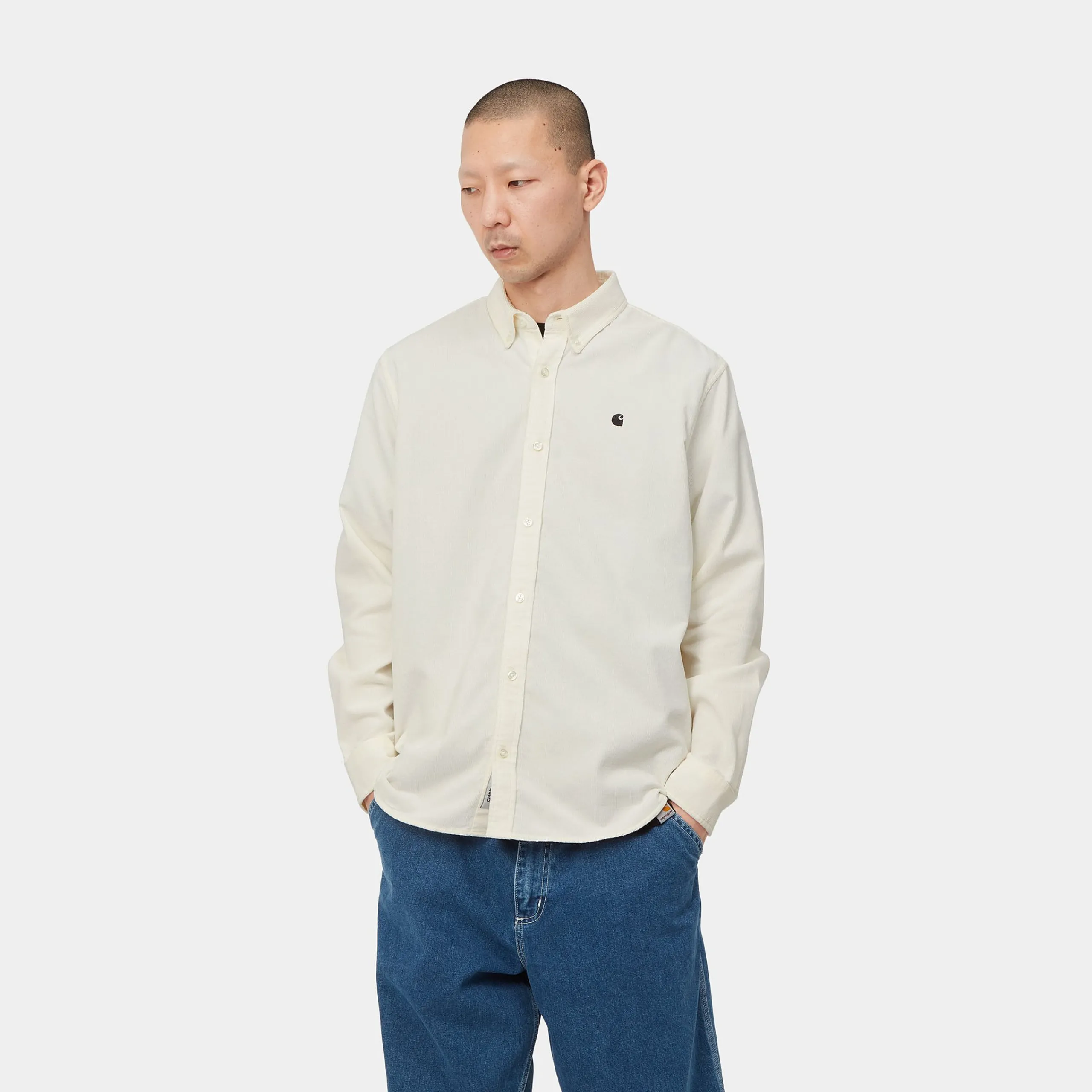 Hemden>Carhartt WIP L/S Madison Fine Cord Shirt Wax / Black