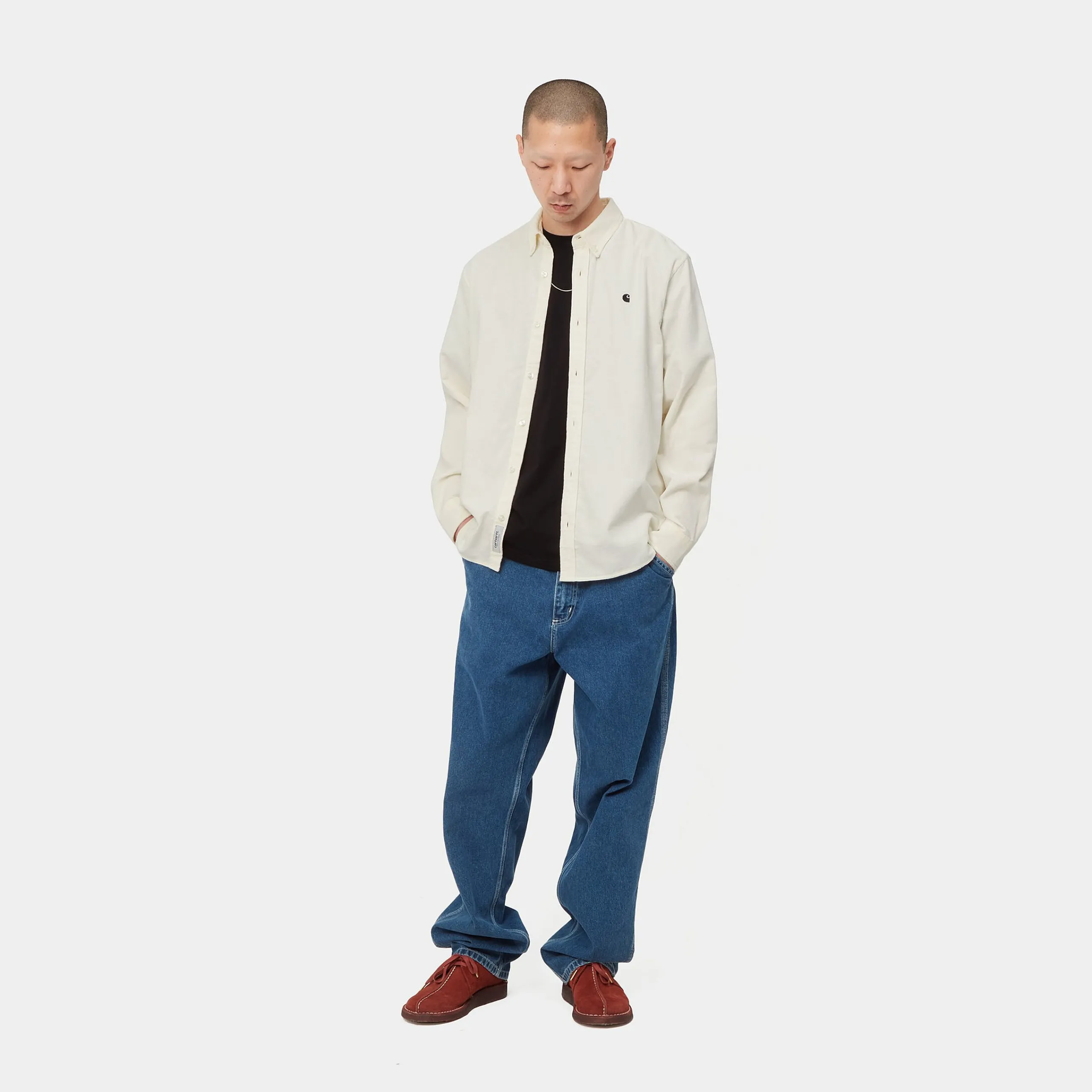 Hemden>Carhartt WIP L/S Madison Fine Cord Shirt Wax / Black