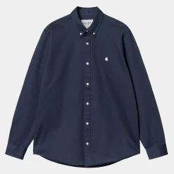 Hemden>Carhartt WIP L/S Madison Shirt Air Force Blue / Wax