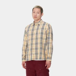 Hemden>Carhartt WIP L/S Mandlik Shirt Mandlik Check, Natural
