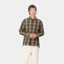 Hemden>Carhartt WIP L/S Mandlik Shirt Mandlik Check, Office Green
