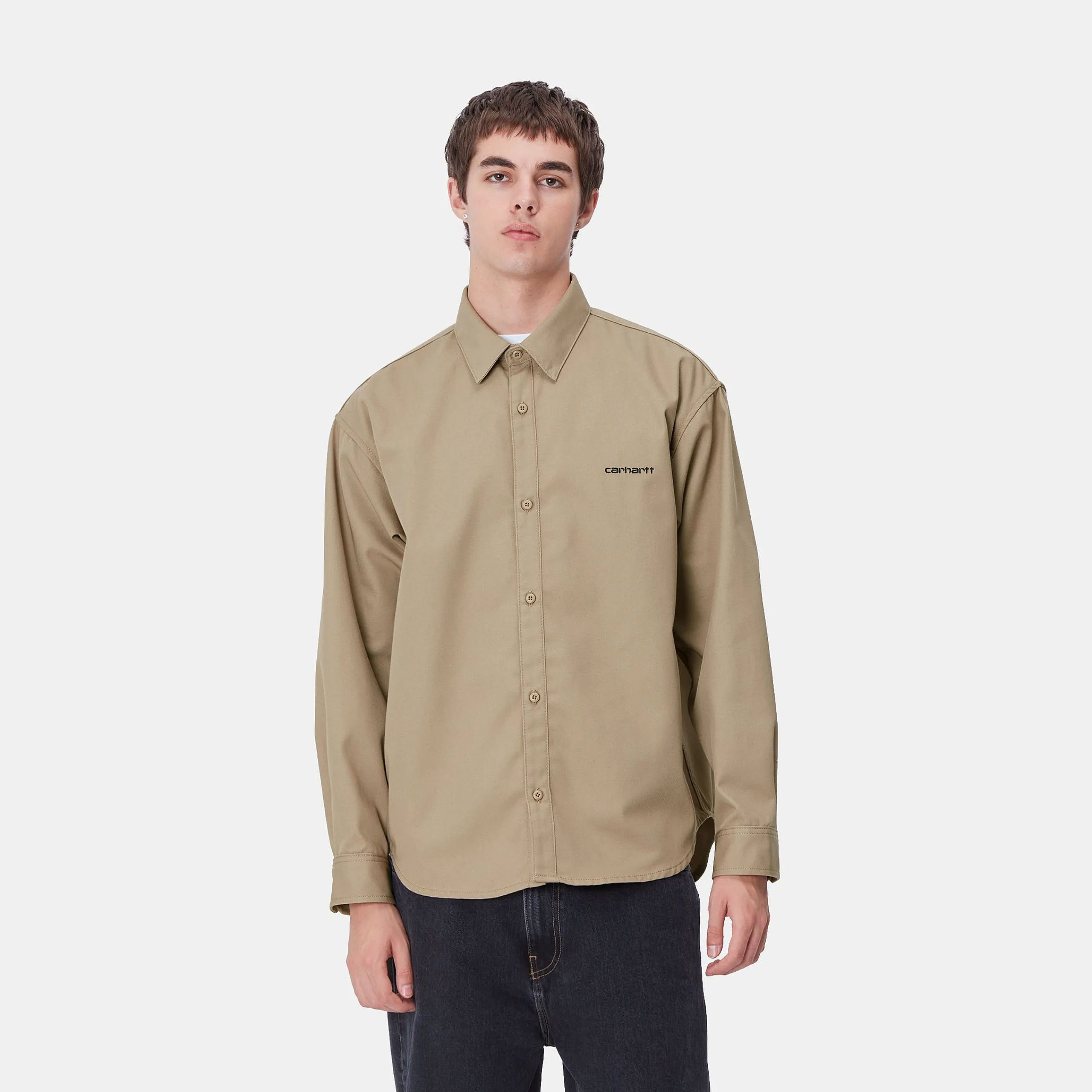 Hemden>Carhartt WIP L/S Module Script Shirt Leather / Black