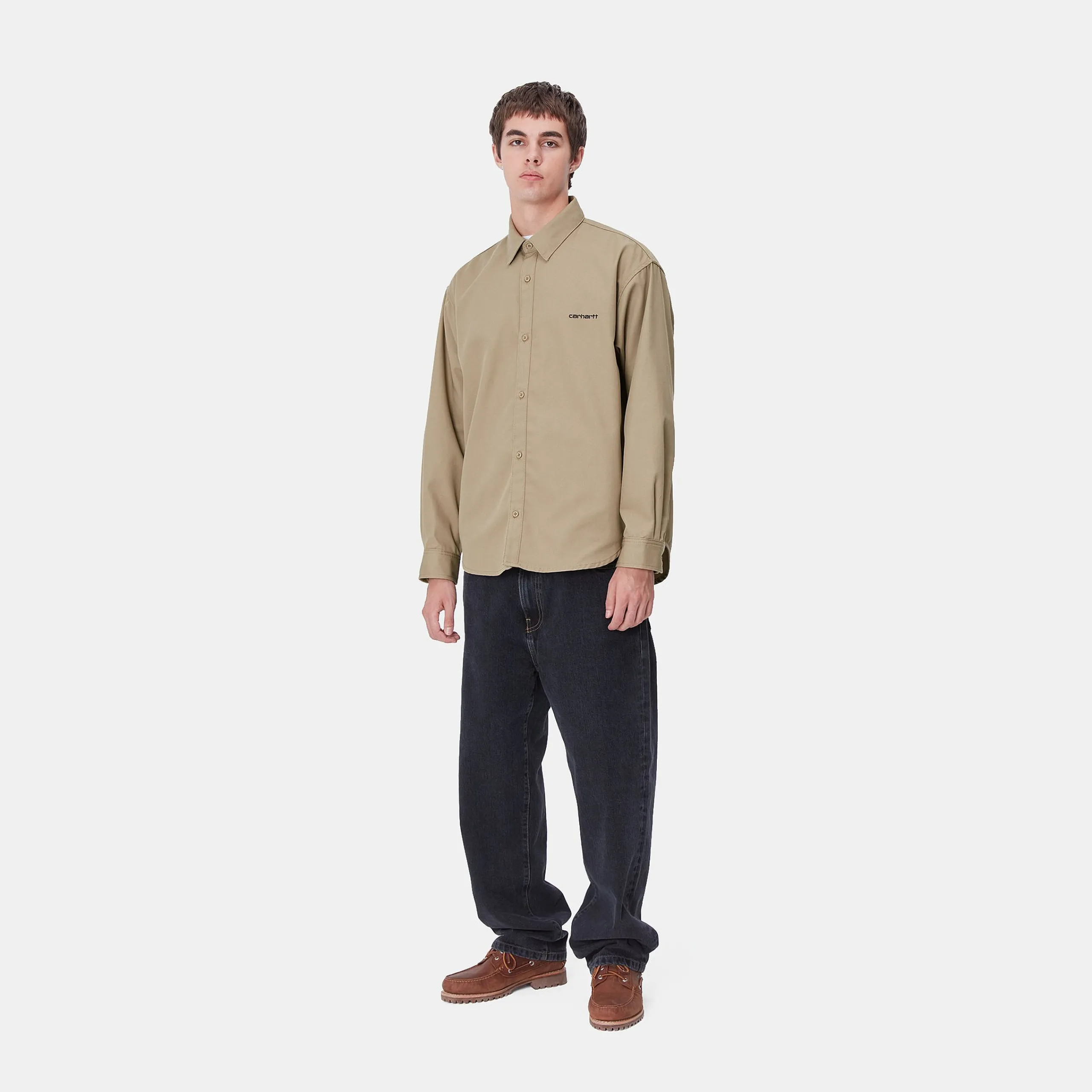 Hemden>Carhartt WIP L/S Module Script Shirt Leather / Black