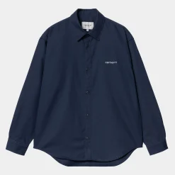 Hemden>Carhartt WIP L/S Module Script Shirt Air Force Blue / White