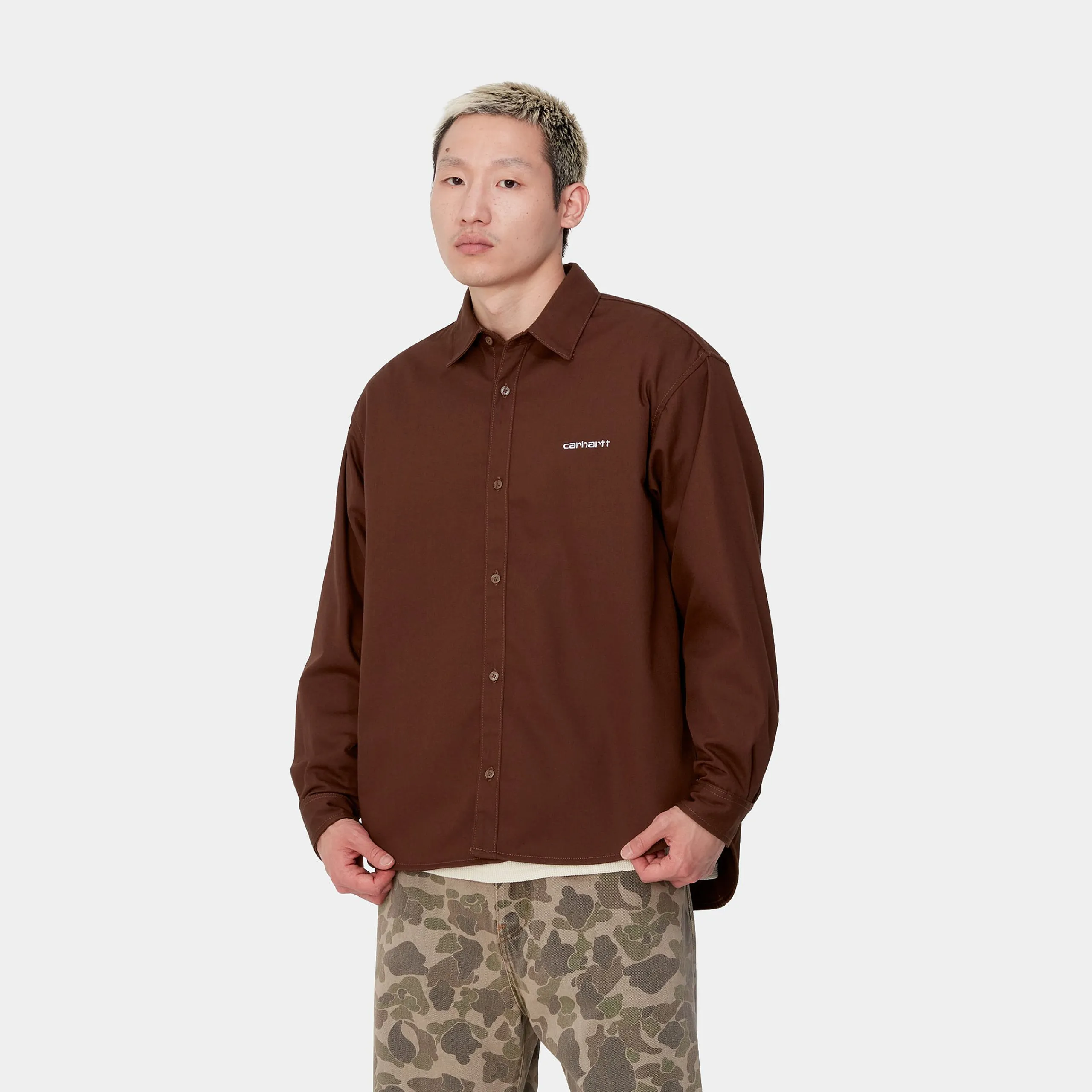 Hemden>Carhartt WIP L/S Module Script Shirt Offroad / White