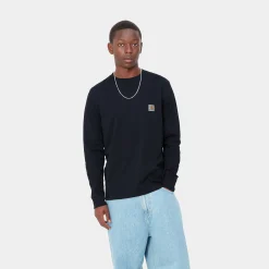 T-Shirts & Polos>Carhartt WIP L/S Pocket T-Shirt Dark Navy