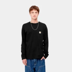 T-Shirts & Polos>Carhartt WIP L/S Pocket T-Shirt Black