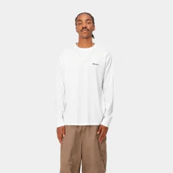 T-Shirts & Polos>Carhartt WIP L/S Script Embroidery T-Shirt White / Black