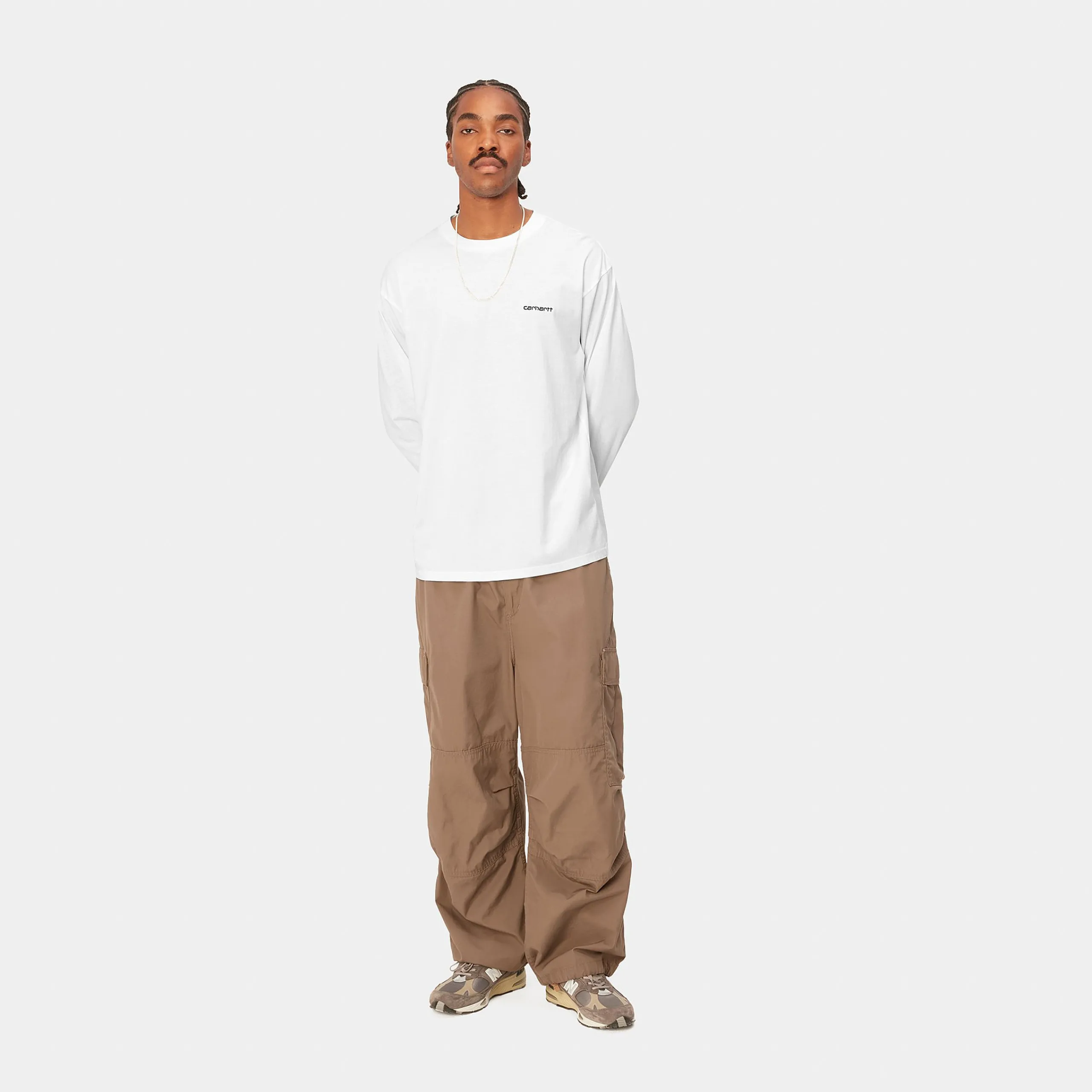 T-Shirts & Polos>Carhartt WIP L/S Script Embroidery T-Shirt White / Black