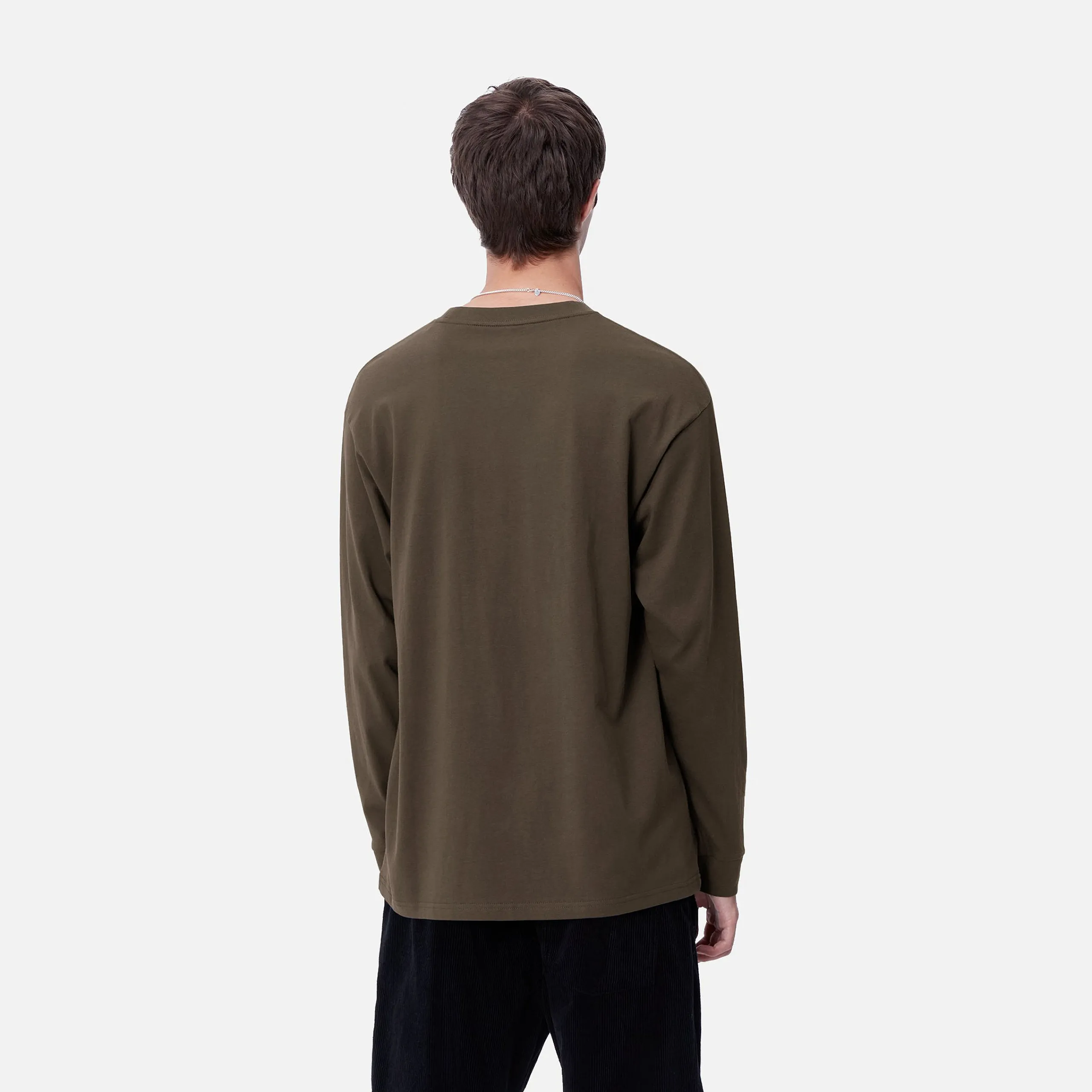 T-Shirts & Polos>Carhartt WIP L/S Script Embroidery T-Shirt Cypress / White
