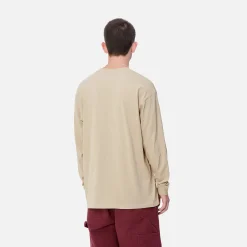 T-Shirts & Polos>Carhartt WIP L/S Script Embroidery T-Shirt Wall / Black