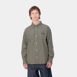 Hemden>Carhartt WIP L/S Signature Shirt Betz Stripe, Office Green / Aura
