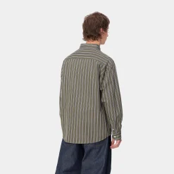 Hemden>Carhartt WIP L/S Signature Shirt Betz Stripe, Office Green / Aura