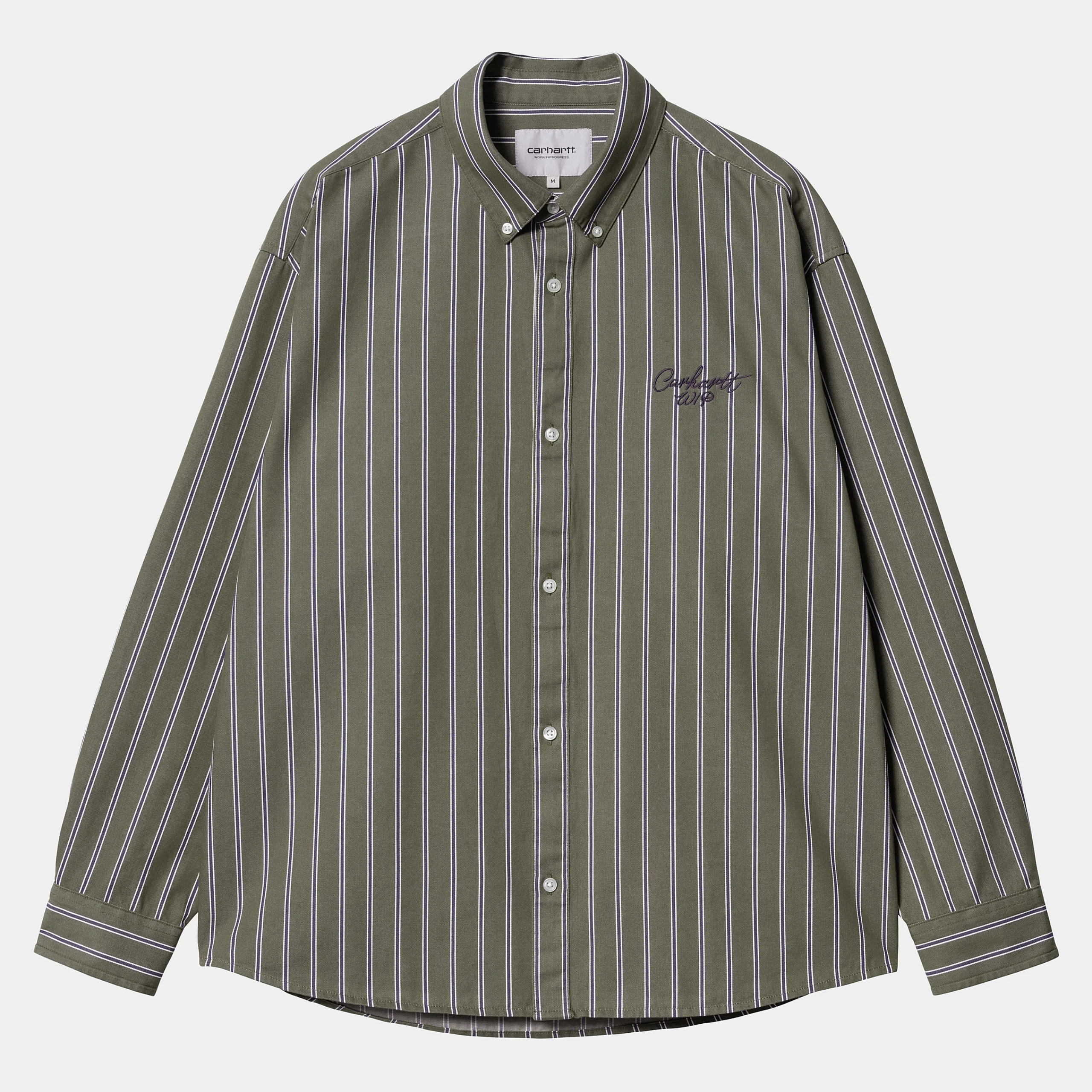 Hemden>Carhartt WIP L/S Signature Shirt Betz Stripe, Office Green / Aura