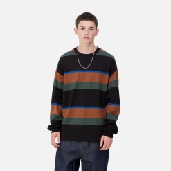 T-Shirts & Polos>Carhartt WIP L/S Sundling T-Shirt Sundling Stripe, Deep H Brown