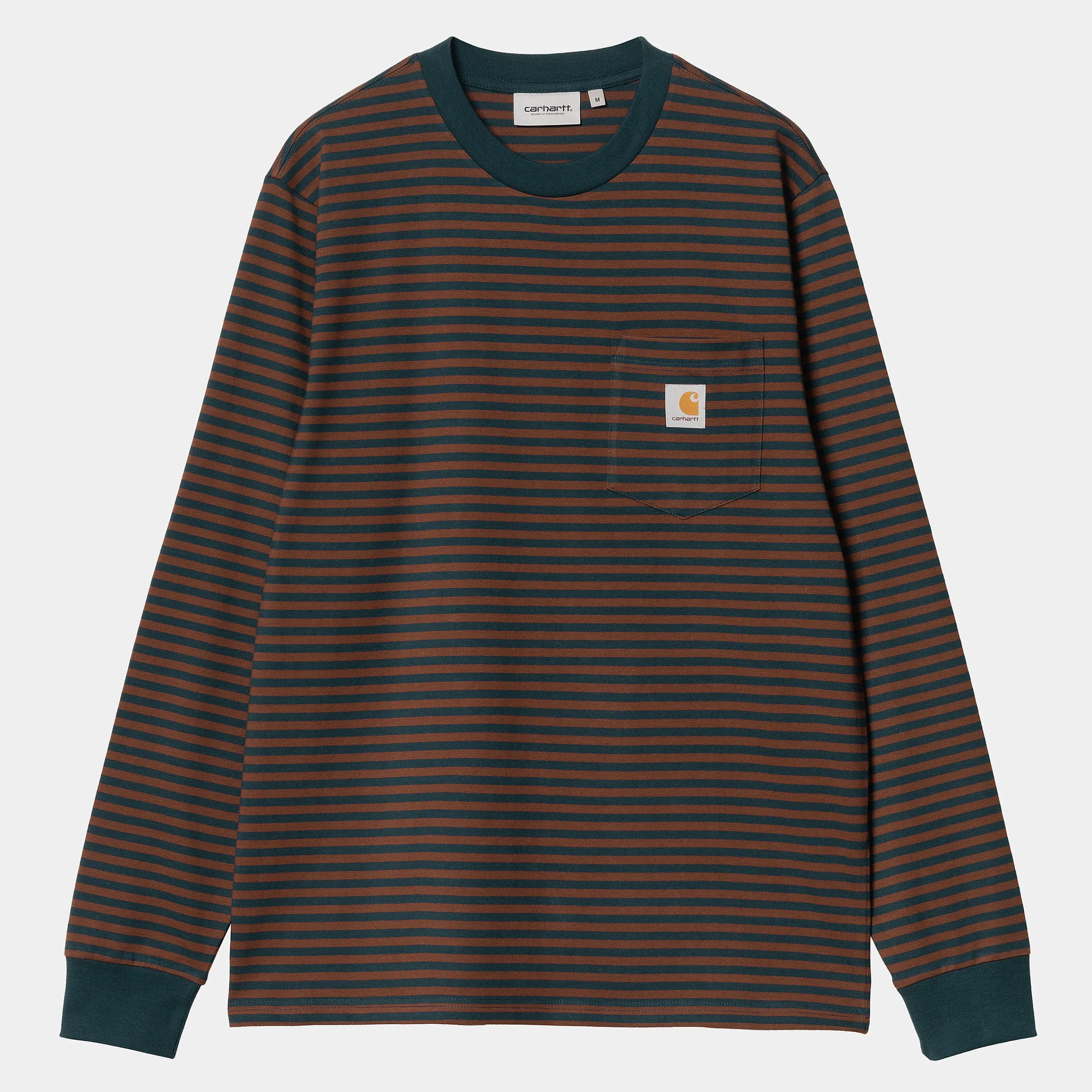 T-Shirts & Polos>Carhartt WIP L/S Verner Pocket T-Shirt Verner Stripe, Duck Blue / Offroad