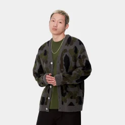 Strick>Carhartt WIP Merton Cardigan Camo Duck Jacquard, Grey
