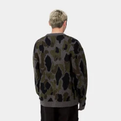 Strick>Carhartt WIP Merton Cardigan Camo Duck Jacquard, Grey