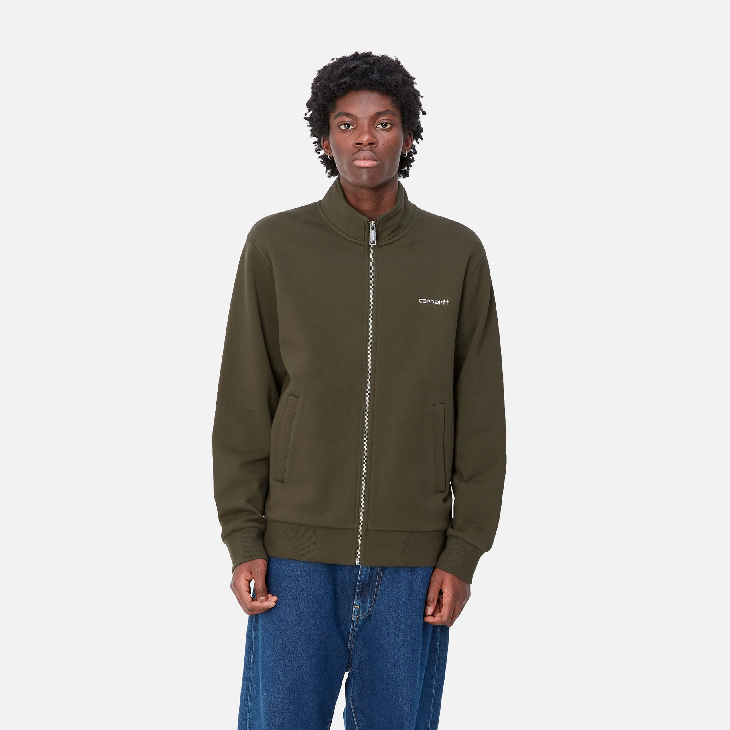 Sweats>Carhartt WIP Script Embroidery Jacket Cypress / White