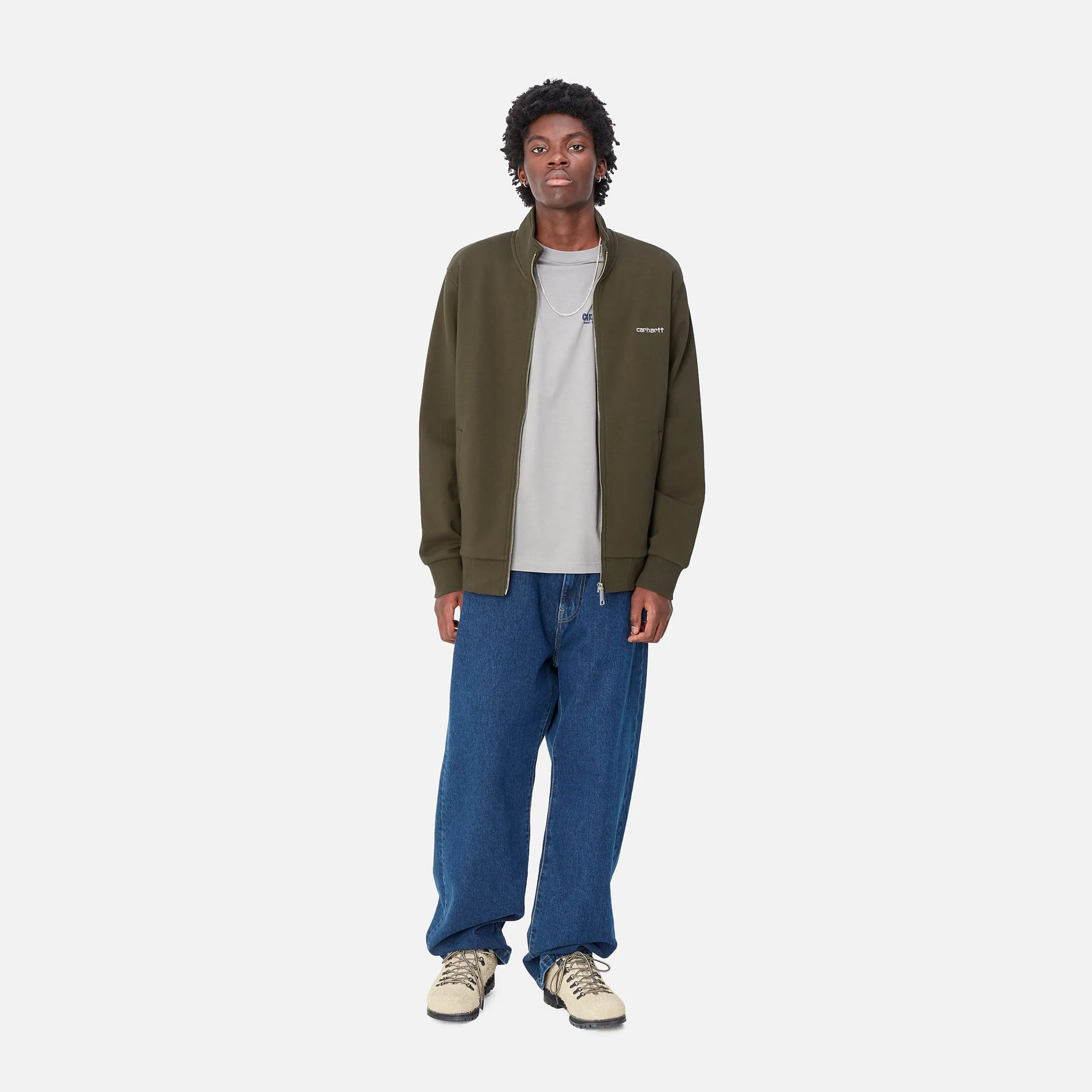 Sweats>Carhartt WIP Script Embroidery Jacket Cypress / White