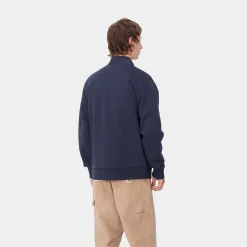 Sweats>Carhartt WIP Script Embroidery Jacket Air Force Blue / White