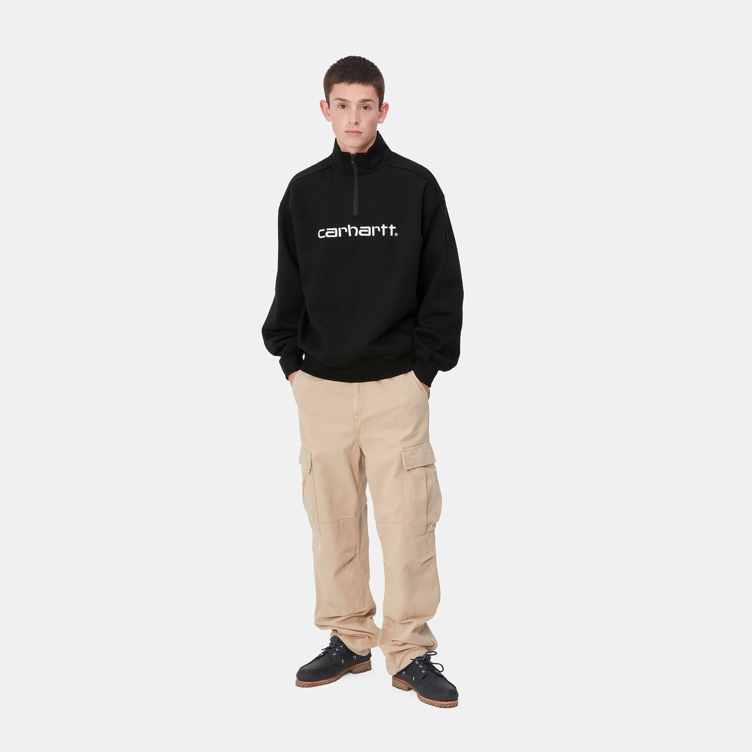 Sweats>Carhartt WIP Script Half Zip Sweatshirt Black / White