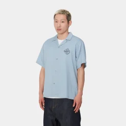 Hemden>Carhartt WIP S/S Ablaze Shirt Misty Sky / Black