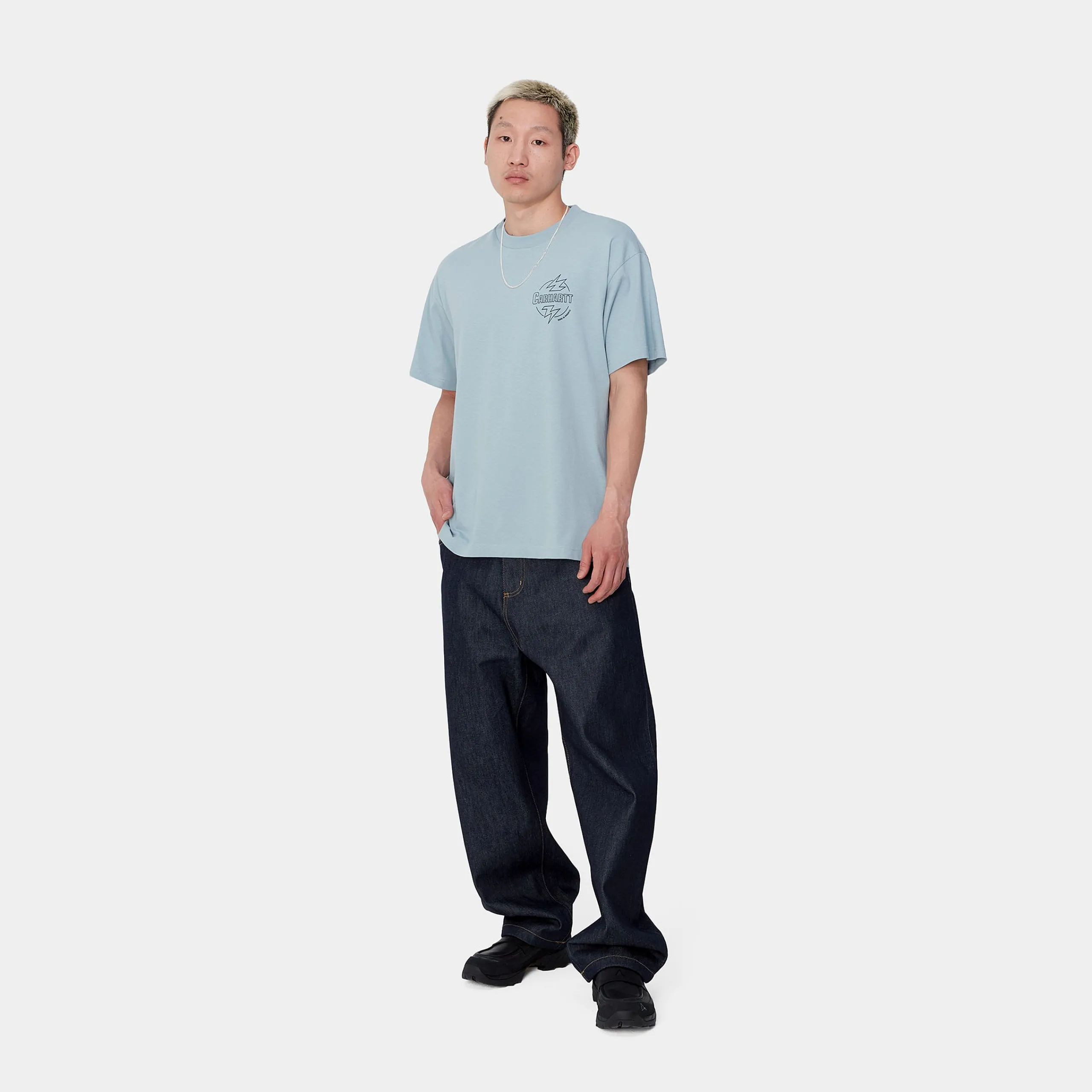 T-Shirts & Polos>Carhartt WIP S/S Ablaze T-Shirt Misty Sky / Black