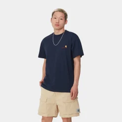 T-Shirts & Polos>Carhartt WIP S/S American Script T-Shirt Air Force Blue