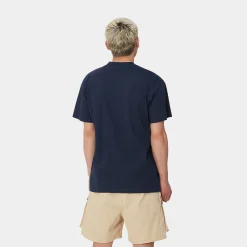 T-Shirts & Polos>Carhartt WIP S/S American Script T-Shirt Air Force Blue