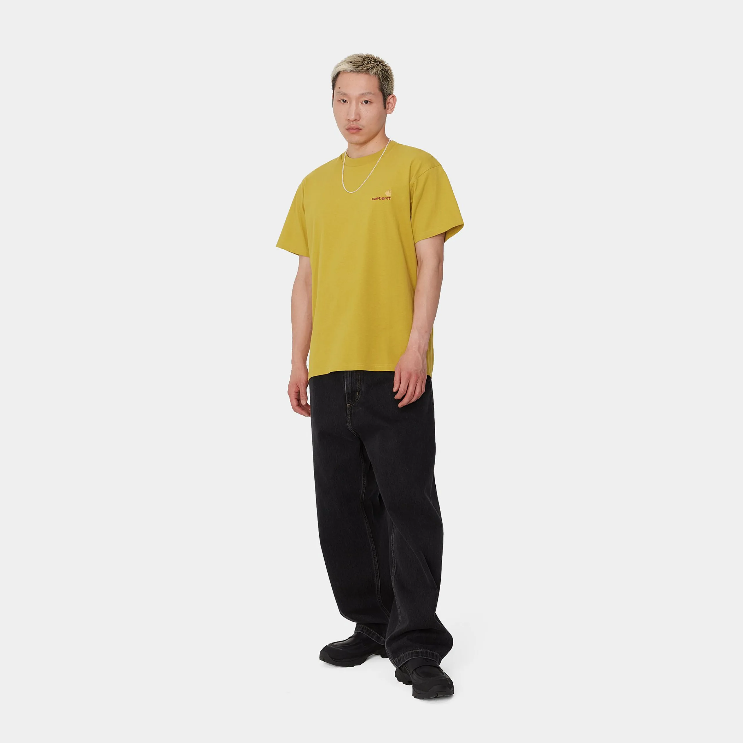 T-Shirts & Polos>Carhartt WIP S/S American Script T-Shirt Golden Olive