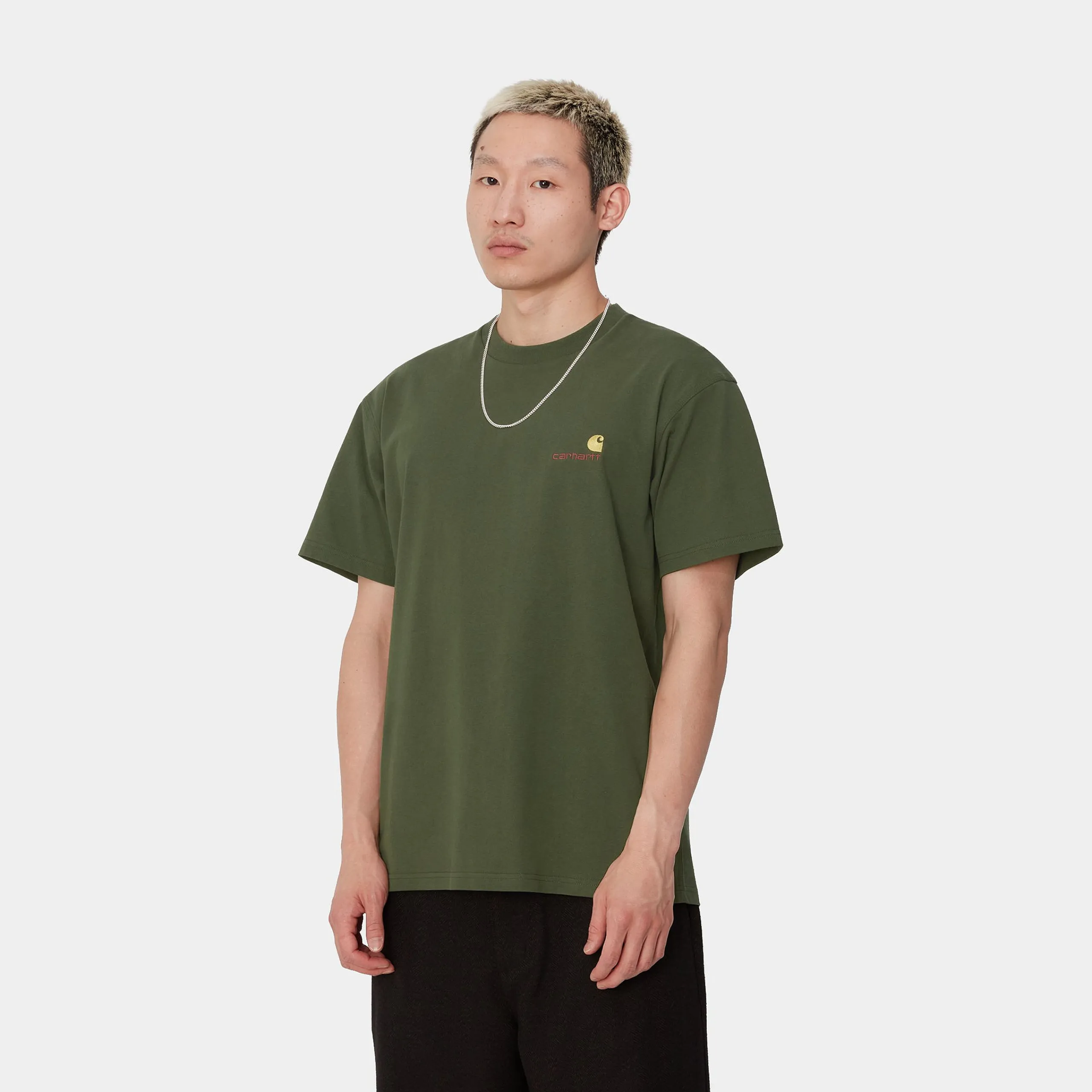 T-Shirts & Polos>Carhartt WIP S/S American Script T-Shirt Tarragon