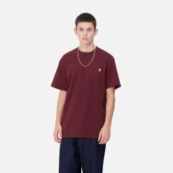 T-Shirts & Polos>Carhartt WIP S/S American Script T-Shirt Malbec