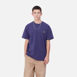 T-Shirts & Polos>Carhartt WIP S/S American Script T-Shirt Aura