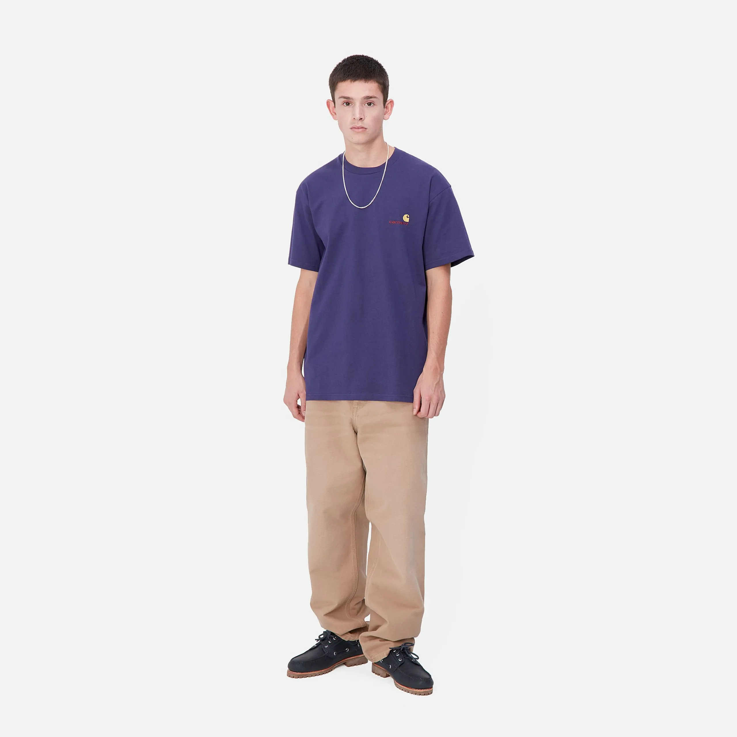 T-Shirts & Polos>Carhartt WIP S/S American Script T-Shirt Aura