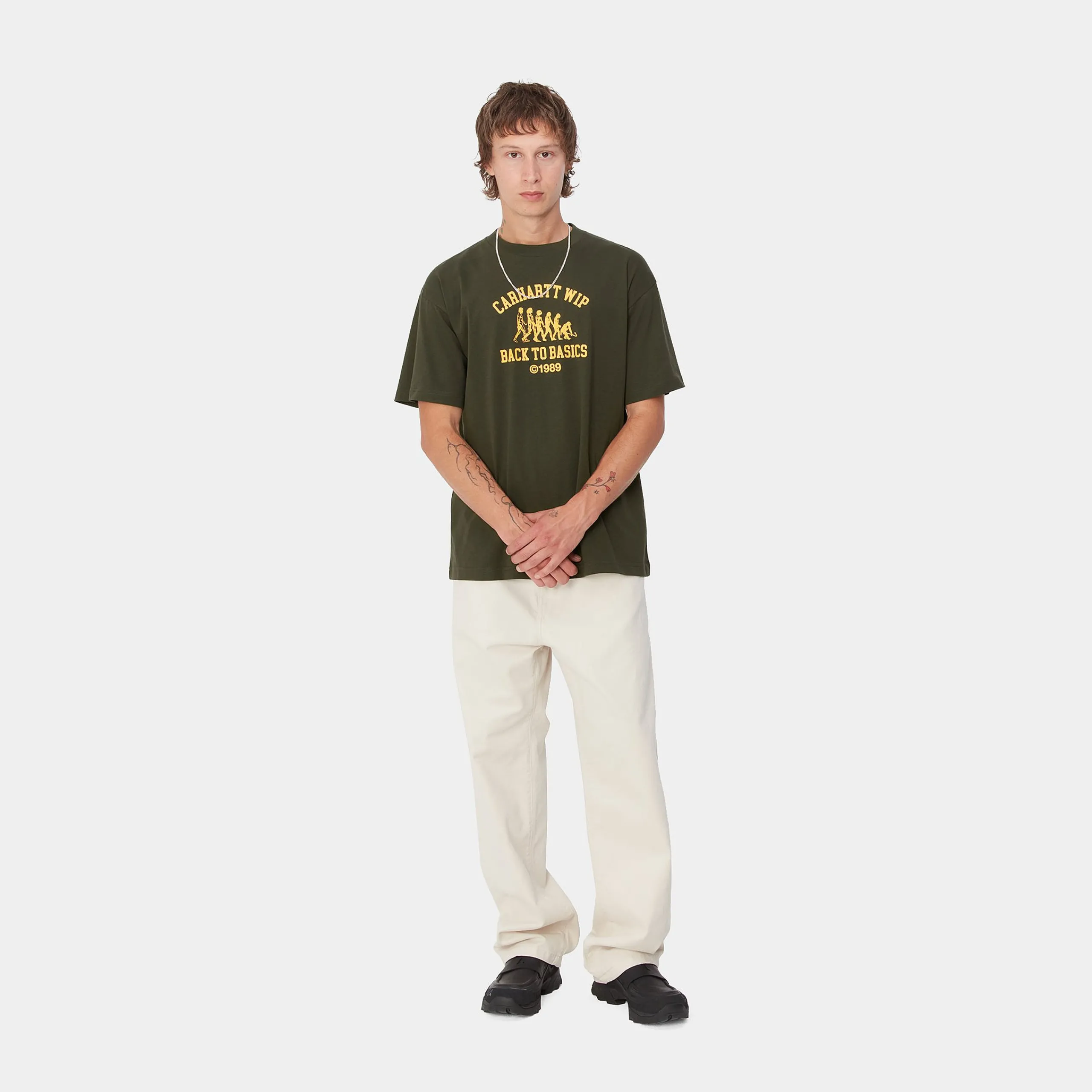T-Shirts & Polos>Carhartt WIP S/S Basics T-Shirt Office Green / Winter Spice