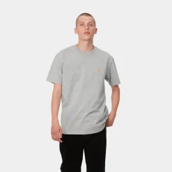T-Shirts & Polos>Carhartt WIP S/S Chase T-Shirt Grey Heather / Gold