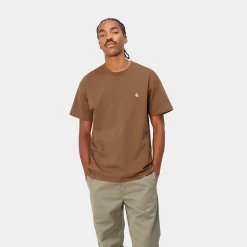 T-Shirts & Polos>Carhartt WIP S/S Chase T-Shirt Tamarind / Gold